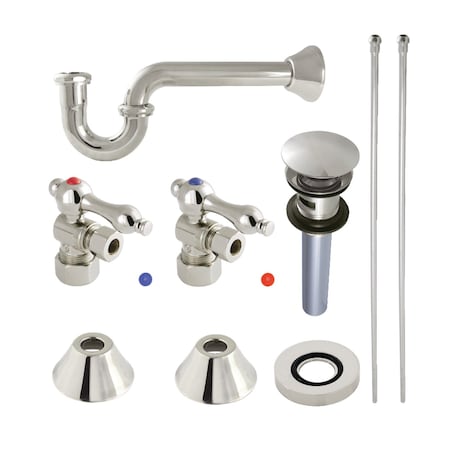 Plumbing Sink Trim Kit With PTrap And Overflow Drain, Polished Nickel